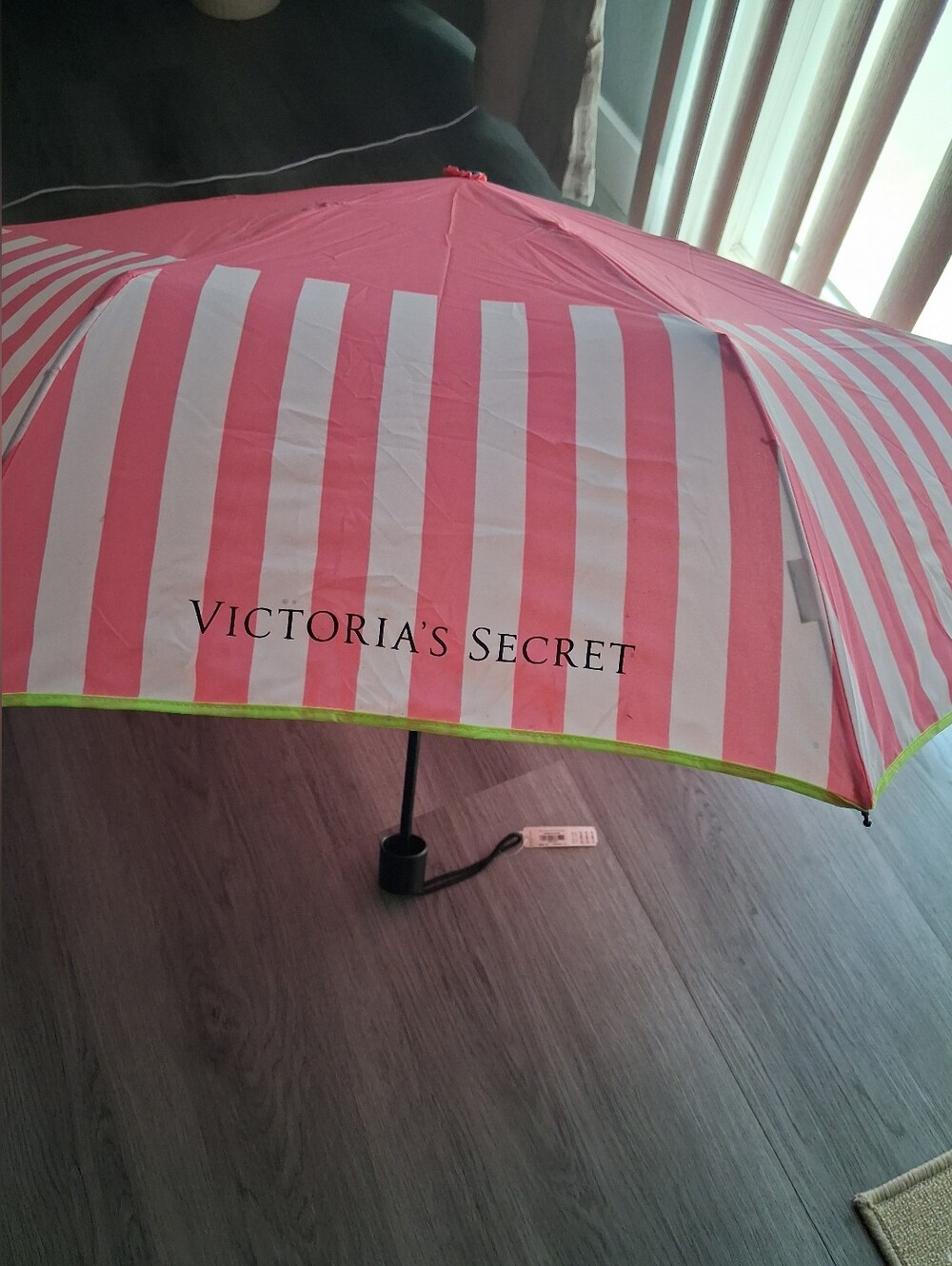 Victoria's Secret Pink & White Stripe Compact Umbrella